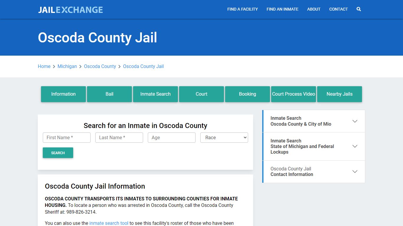 Oscoda County Jail Roster Lookup, MI, Inmate Search